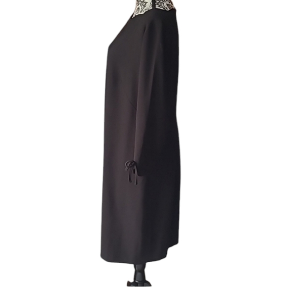 Talbots sz 14 black scalloped neck dress - Picture 4 of 7